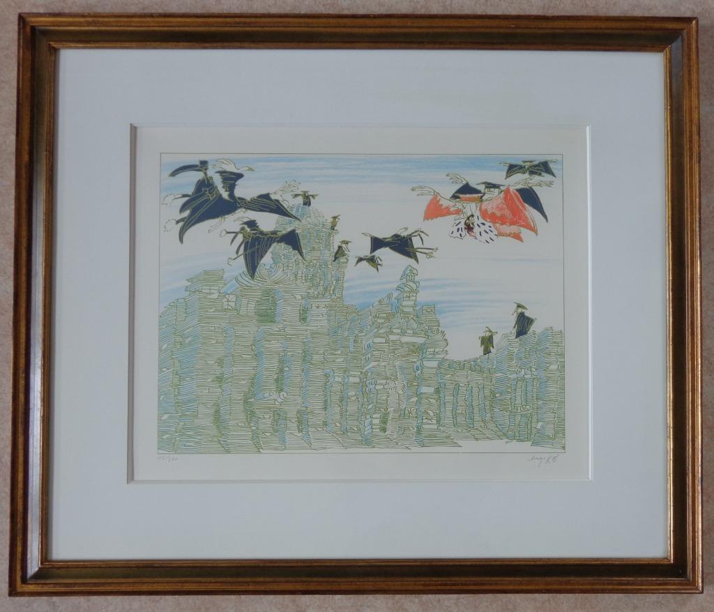 HUGOKE / VLIEGENDE ADVOCATEN RECHTERS / KLEURLITHO 86x102cm, Enlèvement