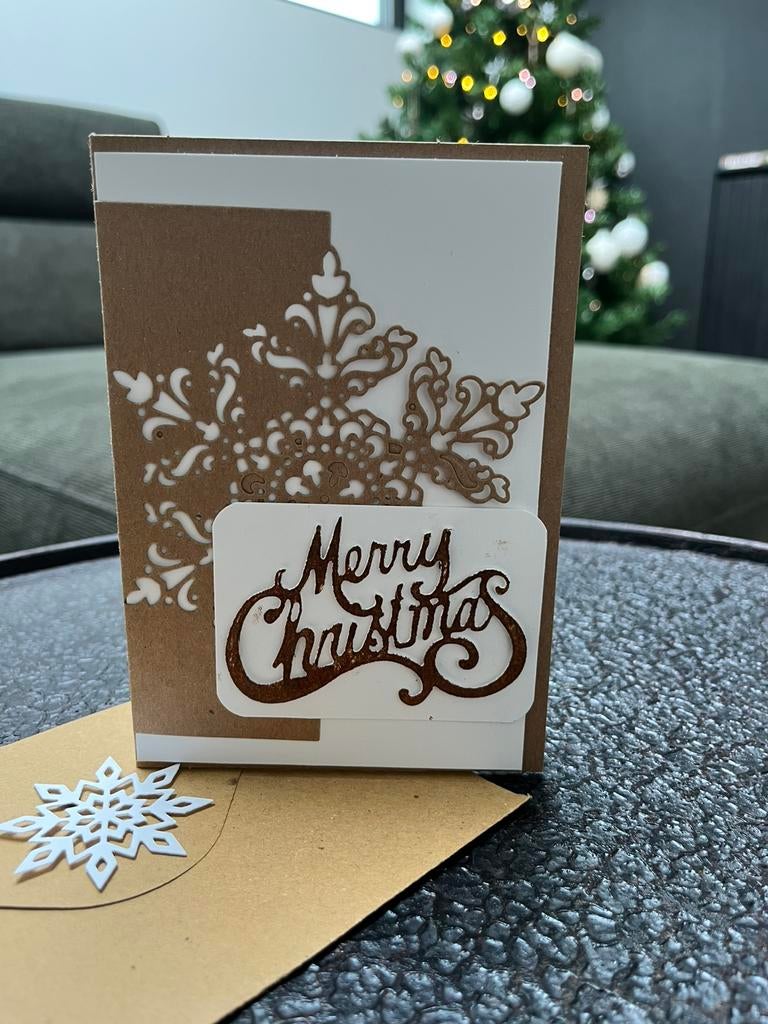 Kerstkaart sneeuwvlok 4 stuks, Ophalen, Nieuw