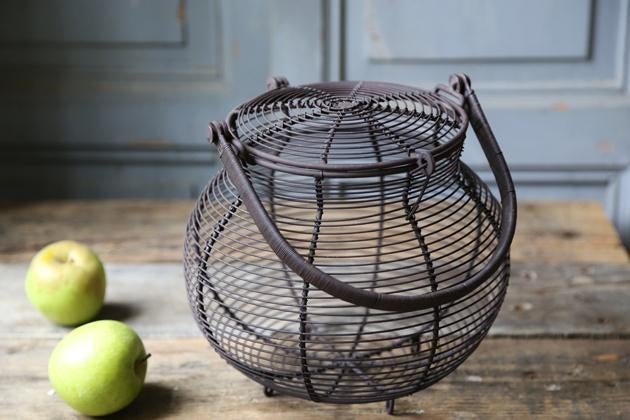 Eieren Mandje met Deksel - Brocante - Bruin, Antiek en Kunst, Ophalen of Verzenden