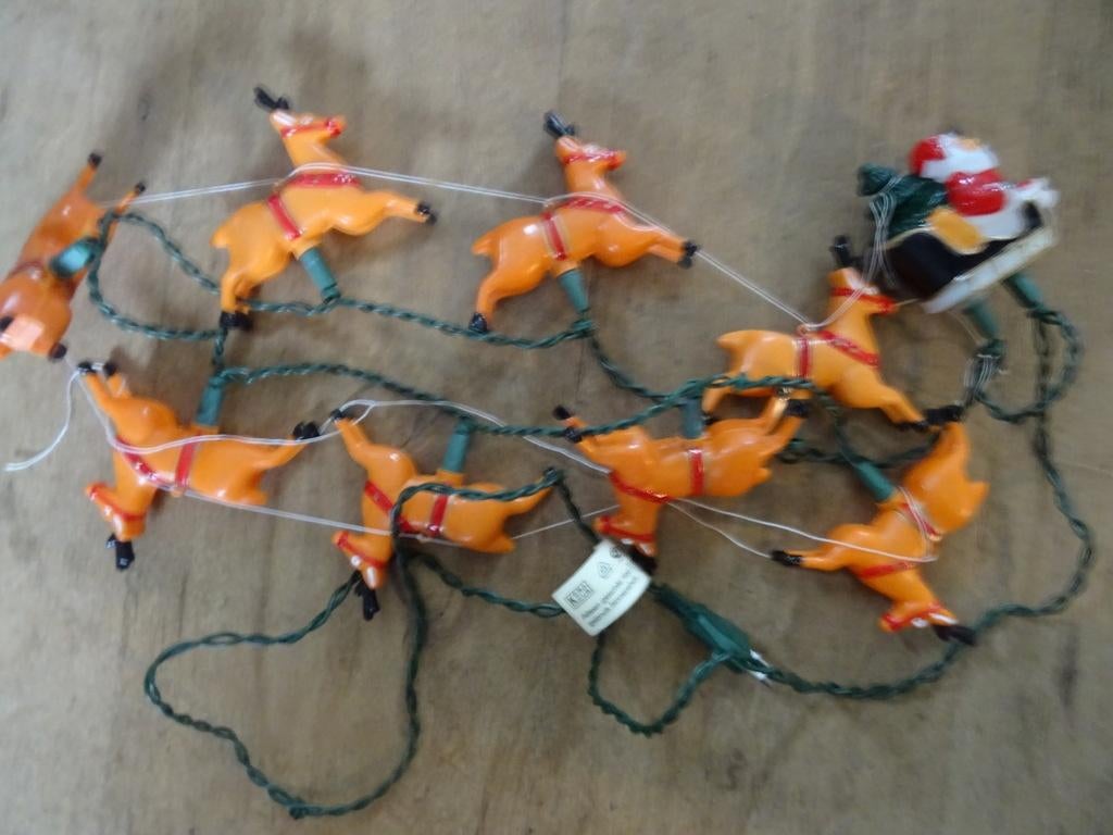 Vintage kerstverlichting boom raam Kerstman met rendieren, Ophalen of Verzenden, Gebruikt