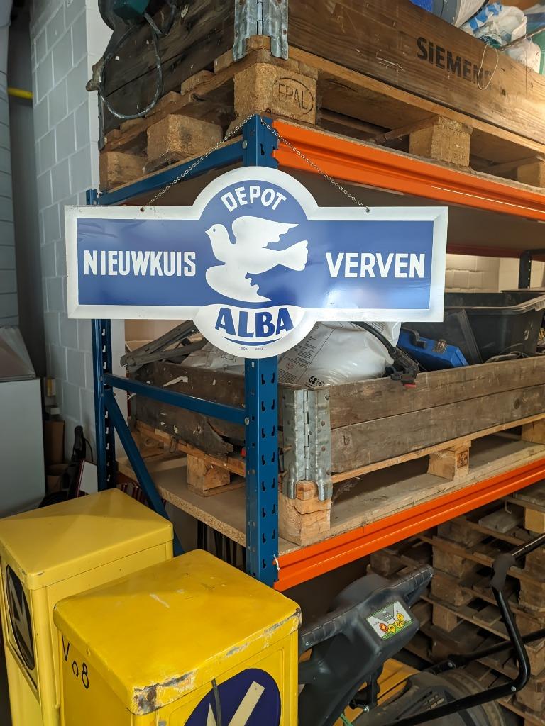 ALBA metalen plaat reclame vintage, Ophalen, Gebruikt, Reclamebord