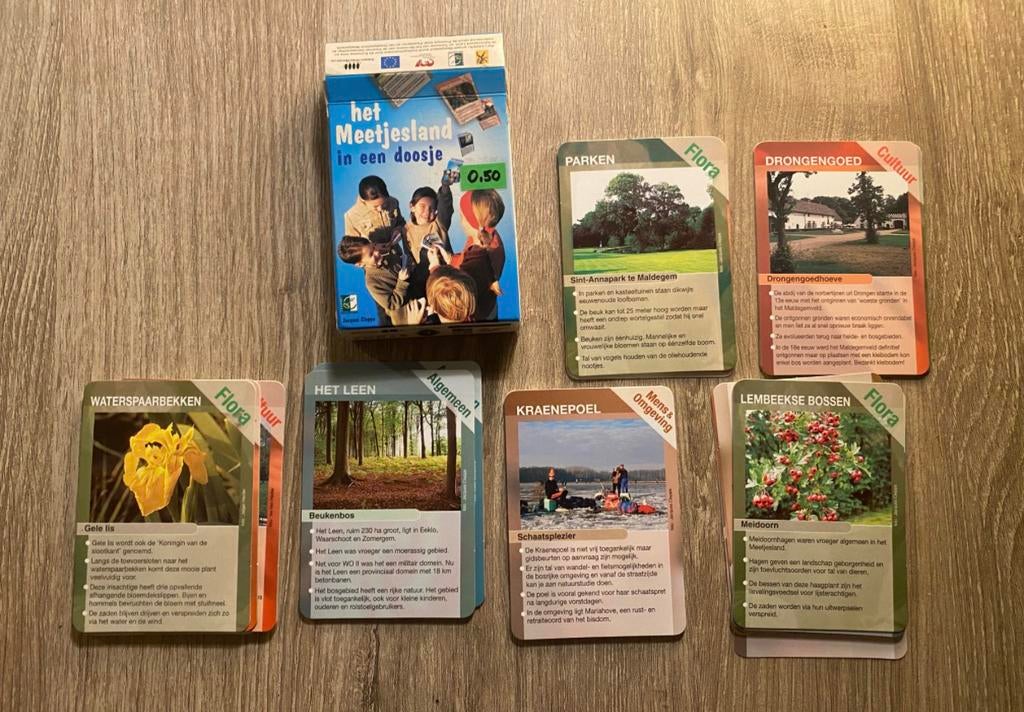 🔥 Het Meetjesland in een doosje., Verzamelen, Speelkaarten, Jokers en Kwartetten, Ophalen of Verzenden, Zo goed als nieuw