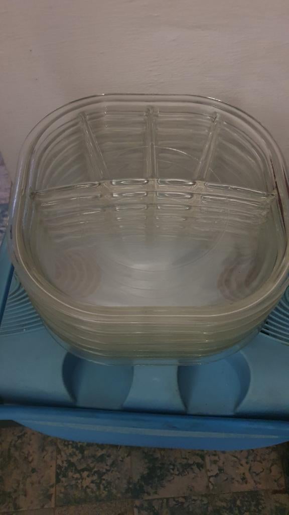 3570 Alken. 6 glazen fondueborden., Huis en Inrichting, Keuken | Tupperware, Ophalen, Zo goed als nieuw
