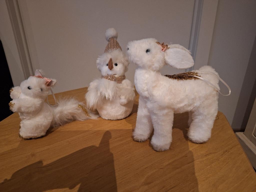 Set van 3 pluchen figuren (kerstdecoratie), Diversen, Kerst, Nieuw, Ophalen of Verzenden
