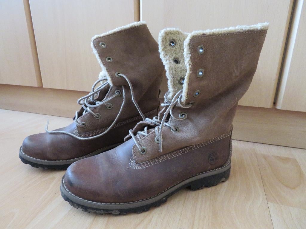 Boots brunes fourrées Timberland 34, Garçon ou Fille, Timberland, Enlèvement ou Envoi, Utilisé