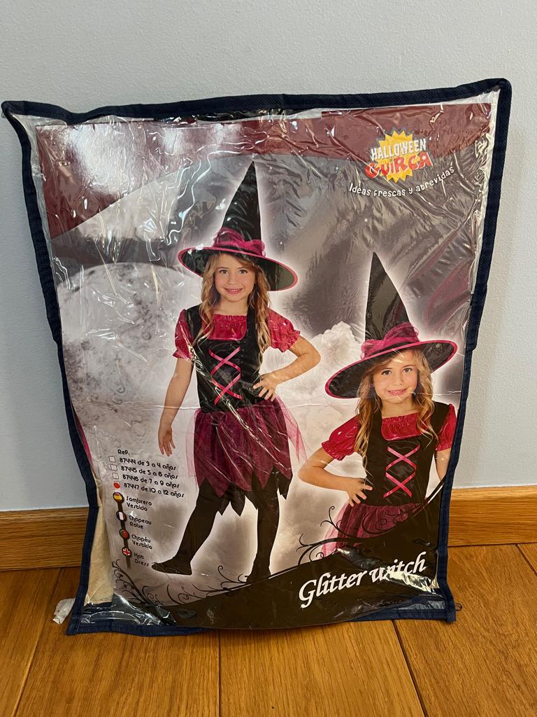 Verkleedkleedje heks met bijpassende hoed NIEUW, Kinderen en Baby's, Carnavalskleding en Verkleedspullen, Nieuw, Meisje, 134 t/m 140