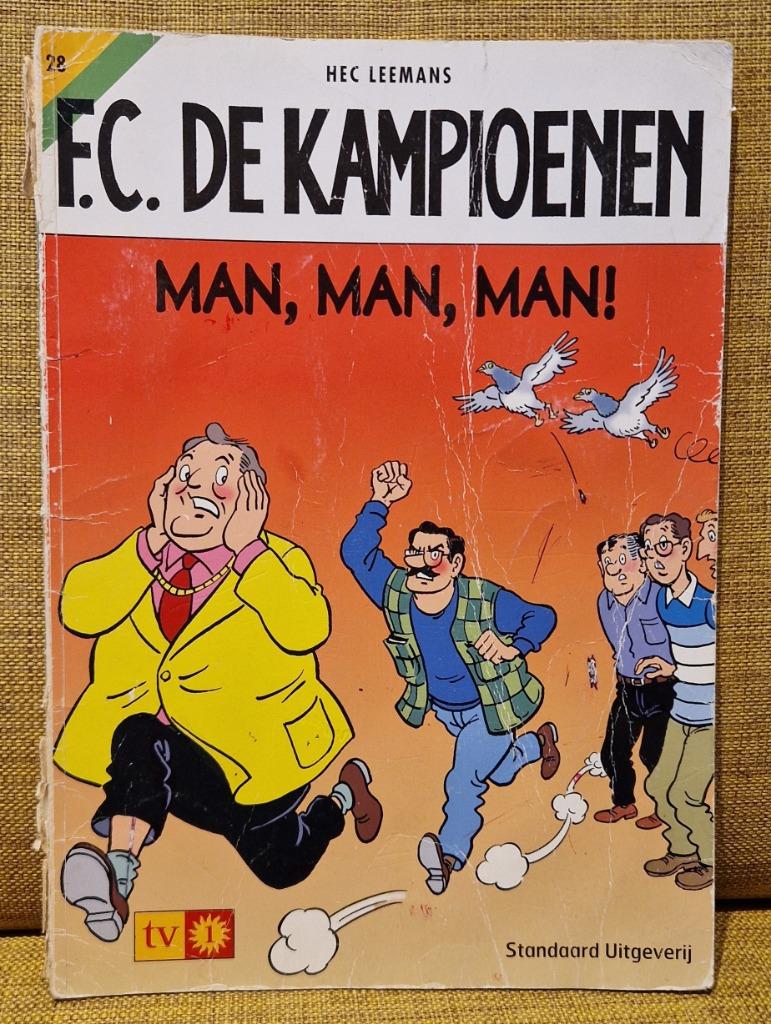 Strip FC De Kampioenen - 28 Man, man, man!, Boeken, Stripverhalen, Meerdere stripboeken, Ophalen of Verzenden, Gelezen, Hec Leemans