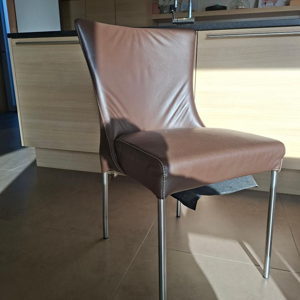 8 Lederen eetkamerstoelen JOLI, Maison & Meubles, Brun, Enlèvement, Cuir, Cinq, Six Chaises ou plus