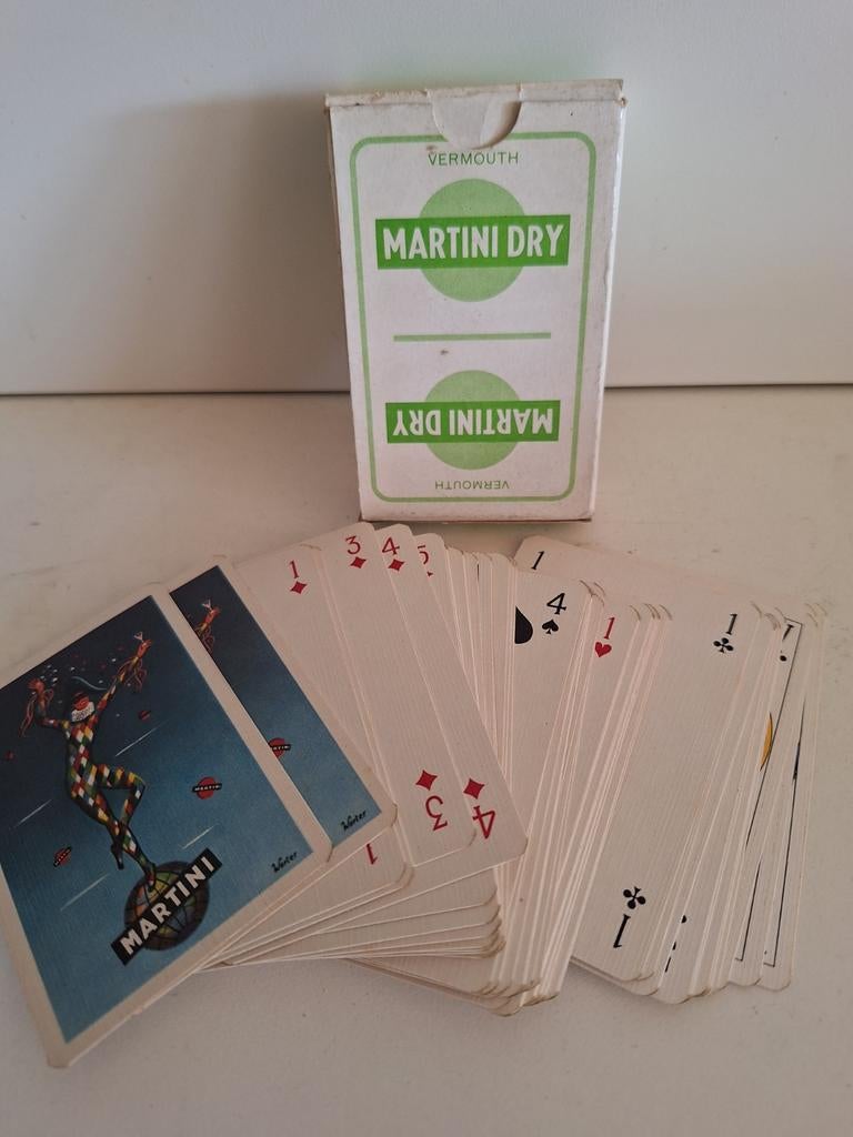 Oud spel speelkaarten Martini Dry 52 + 2 speciale jokers, Ophalen of Verzenden, Zo goed als nieuw, Speelkaart(en)
