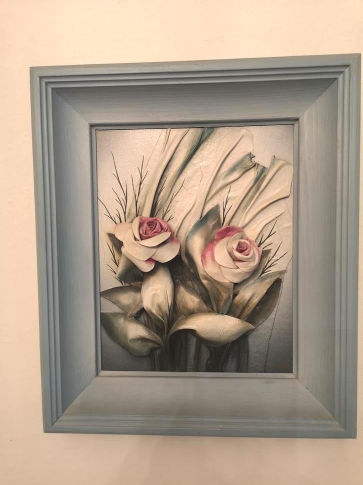 Tableau de rose en cuir, Maison & Meubles, Enlèvement ou Envoi, Comme neuf