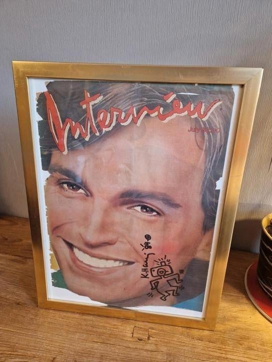 Vintage magazine cover Interieur met tekening Keith Haring, Ophalen of Verzenden