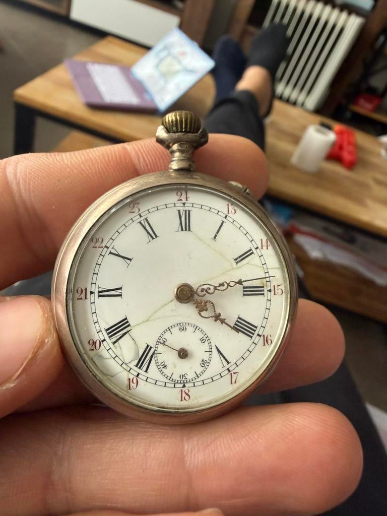 ️ Montre de poche ancienne en argent 800 – Fonctionnelle, Enlèvement, Argent, Montre de poche