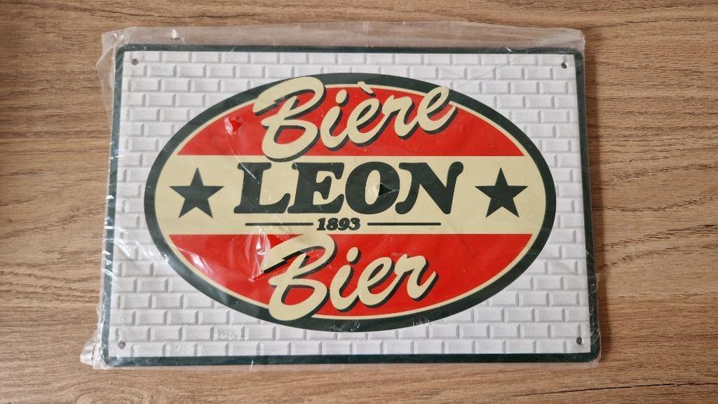 Plaque métal décorative – Biére LEON 1893 (neuve), Enlèvement ou Envoi, Neuf, Panneau, Plaque ou Plaquette publicitaire, Autres marques