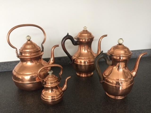 Waterketel klein en groot en twee koffiekannen, Antiek en Kunst, Ophalen of Verzenden