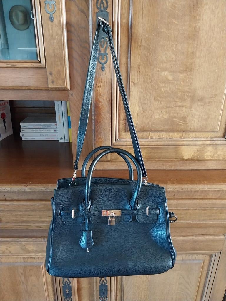 Sac à main cuir noir, Comme neuf, Noir, Sac à main