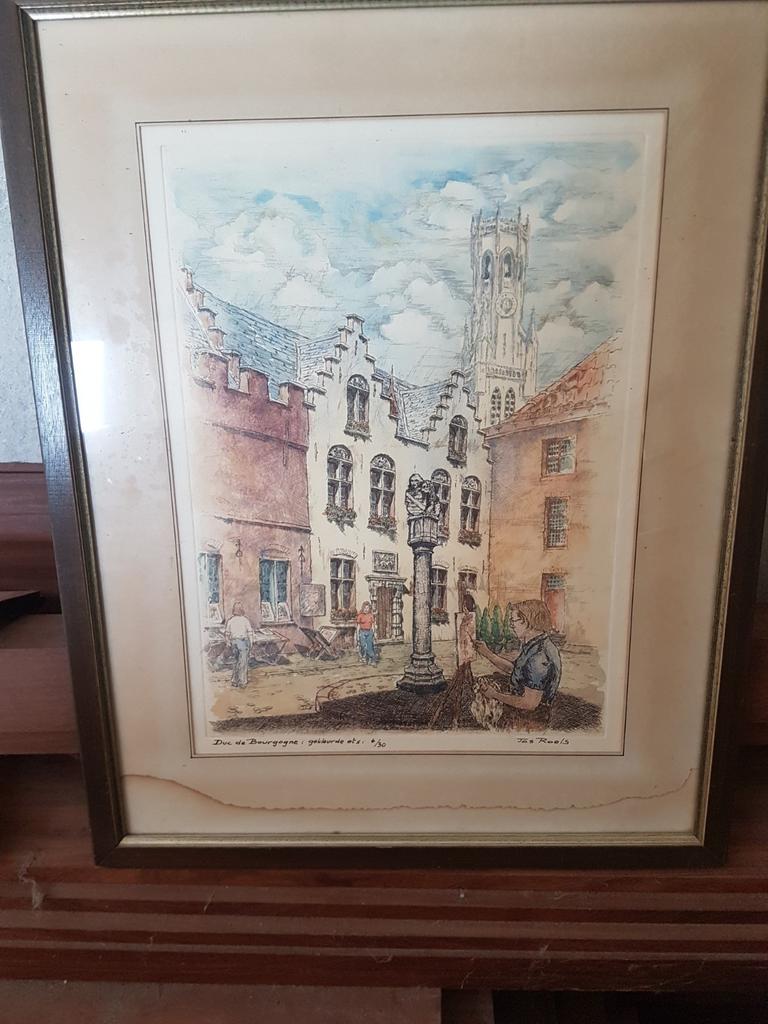 Tekening in kader, Antiek en Kunst, Ophalen of Verzenden