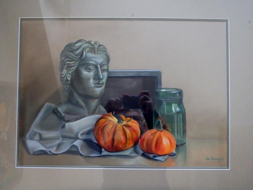 Guido De Hoog (geb.1954) - stilleven met buste en pompoenen, Antiek en Kunst, Ophalen of Verzenden