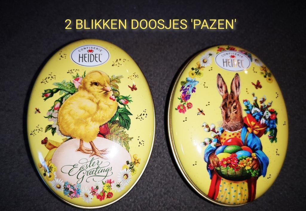 2 PETITES BOÎTES EN FER BLANC SUR LE THÈME DE PÂQUES, Enlèvement ou Envoi, Comme neuf