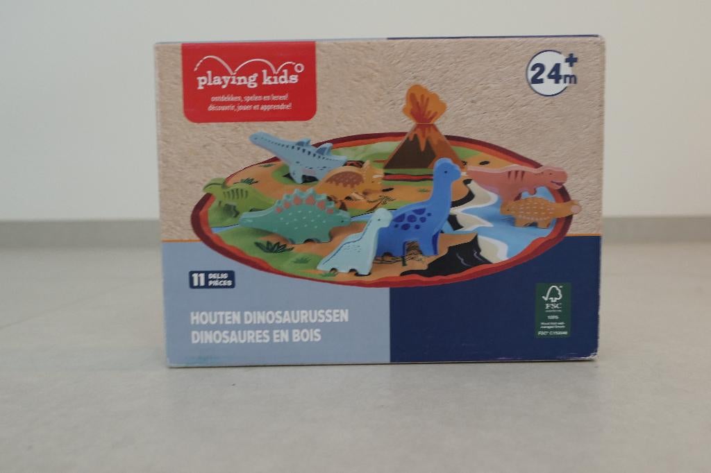 Houten speelset dino, Ophalen of Verzenden, Zo goed als nieuw