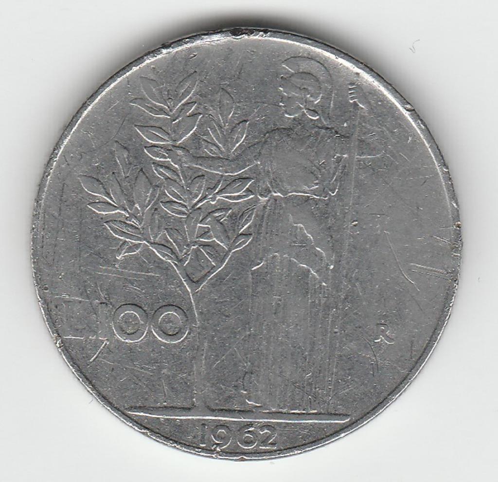 Lire 100 Italië 1962, Ophalen of Verzenden, Italië, Losse munt