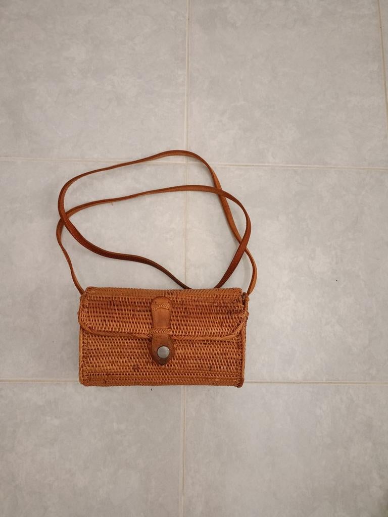 Sac en rotin tressé, Envoi, Comme neuf, Beige, Sac à bandoulière