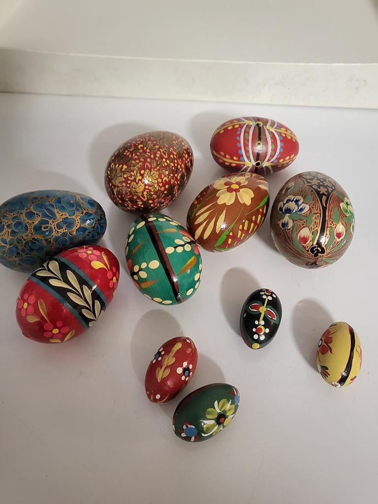 11 houten eieren, Antiek en Kunst, Ophalen of Verzenden