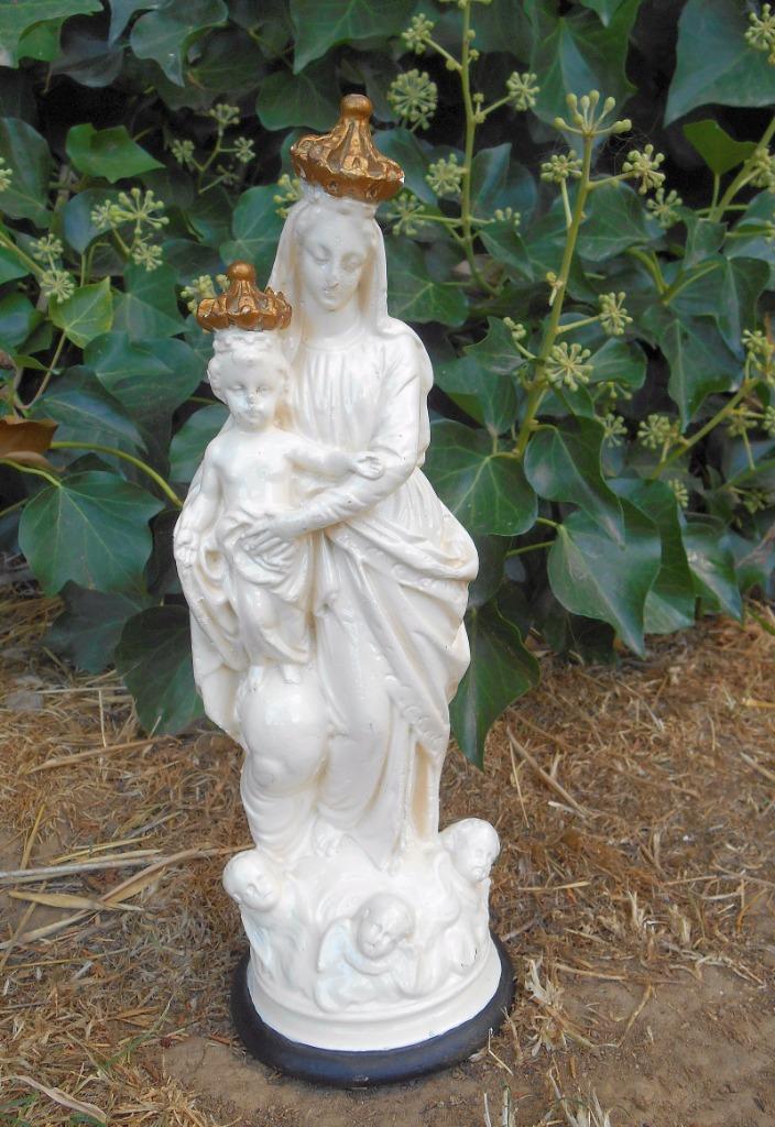 Oud Mariabeeld met kindje Jezus  -  27 cm, Antiek en Kunst, Ophalen of Verzenden