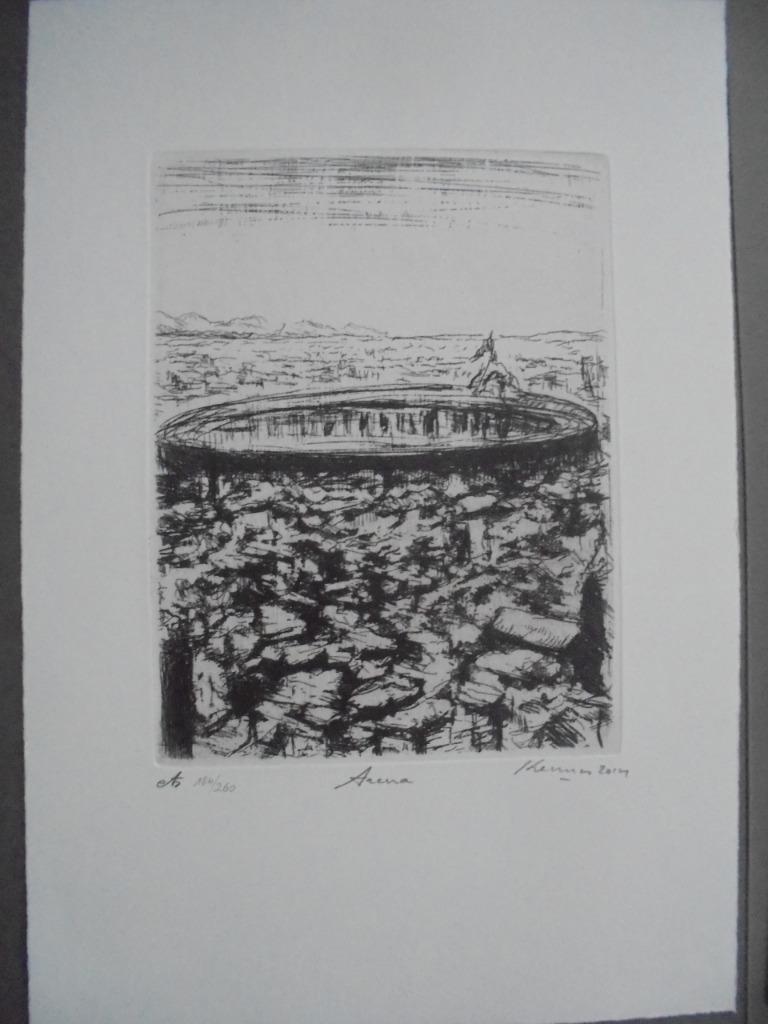 Marc Kennes   Ets  Arena, Antiek en Kunst, Kunst | Etsen en Gravures, Verzenden