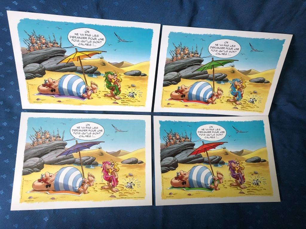 Astérix " les parasols " 4 sérigraphies, Série complète ou Série, Comme neuf, Goscinny & Uderzo, Envoi