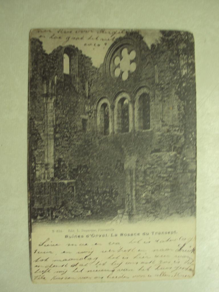 60070 - RUINES D'ORVAL - LA ROSACE DU TRANSEPT -ZIE 2 FOTO'S, Collections, Cartes postales | Belgique, Envoi
