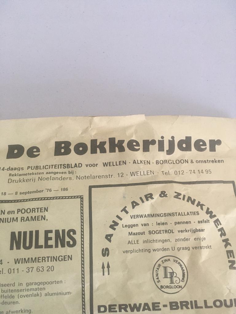 Oud krantje 1976 De Bokkenrijders WELLEN., Ophalen