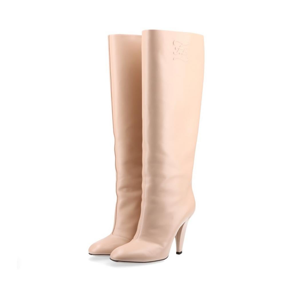 Bottes hautes Fendi Calligraphy 38, Beige, Fendi, Porté, Bottes hautes