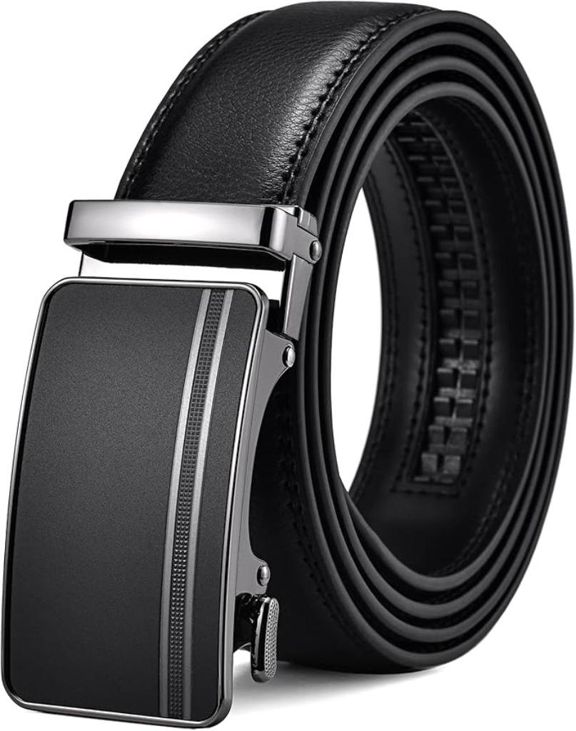 Ceinture pour homme | noire | cuir | avec cliquet | Nouveau