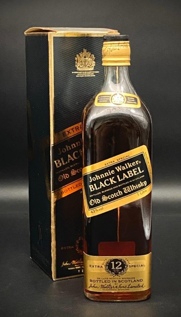 Johnnie Walker Black Label 1 ltr (oude botteling), Ophalen of Verzenden, Zo goed als nieuw, Overige typen, Vol