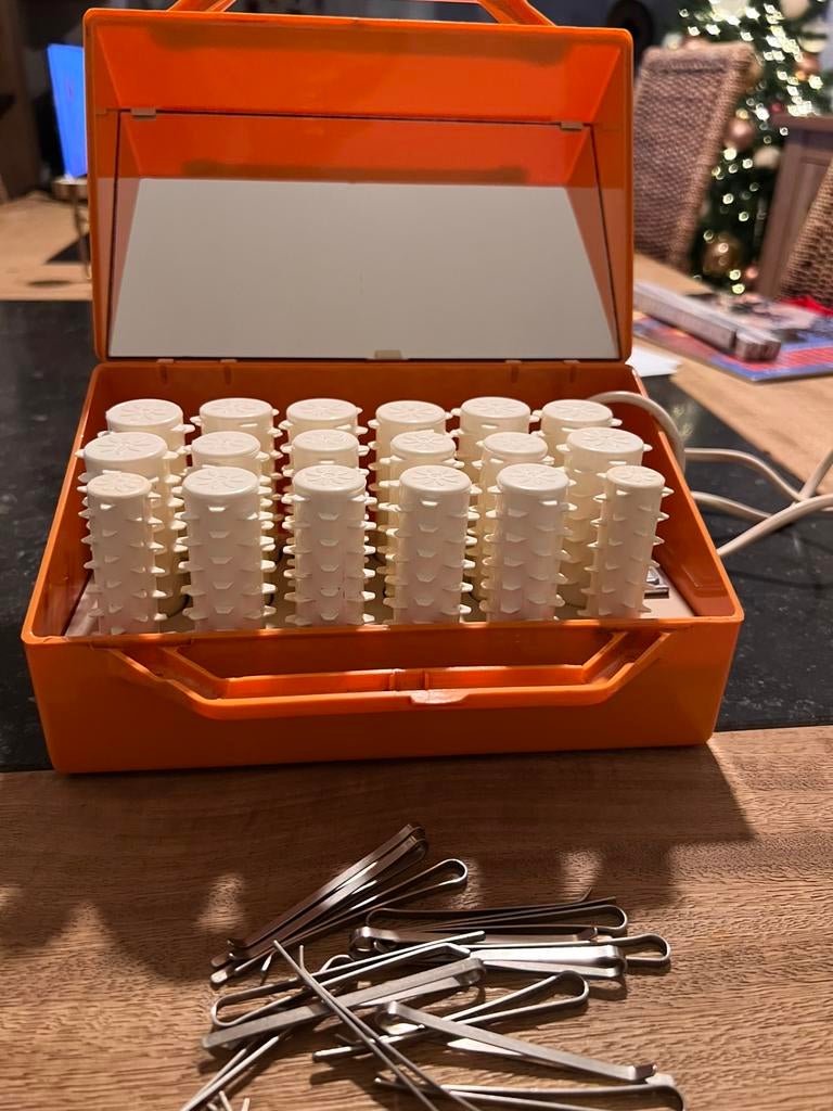 Set de bigoudis vintage par Excellence, orange *Rare, foncti, Enlèvement ou Envoi