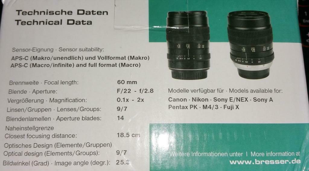 Bresser 60mm f/2.8 Macro 2:1 lens voor Canon, Ophalen of Verzenden, Zo goed als nieuw, Macrolens, Zoom