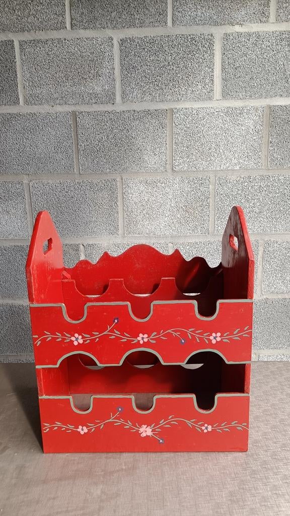 PRIX REDUIT Casier à vin vintage en bois rouge, Antiquités & Art, Enlèvement ou Envoi