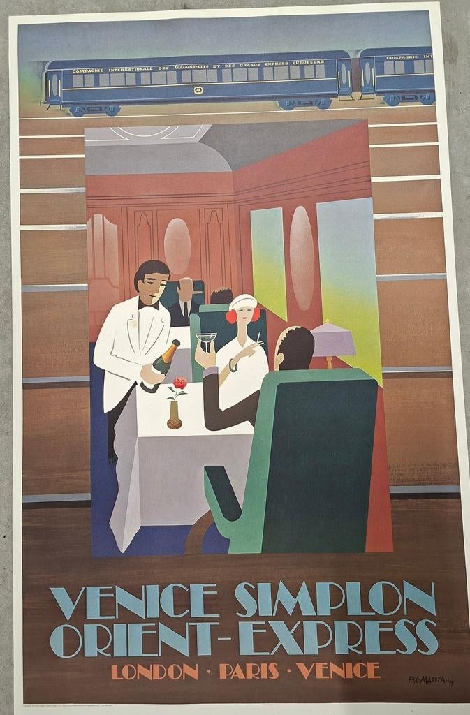 Affiche vintage train ORIENT EXPRESS Venise Simplon, Enlèvement ou Envoi
