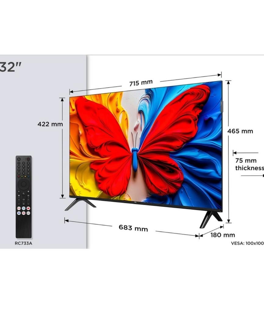 TV TCL 32S5K FHD QLED Android TV 32" (2025), Ophalen, QLED