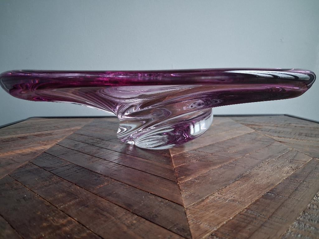 Vintage Val Saint Lambert Crystal schaal, Ophalen, Gebruikt, Schaal, Glas
