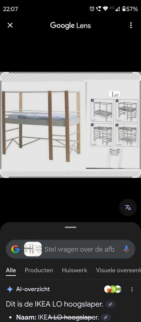 Ikea bed Lo (1-persoonsbed), hoogslaper op 3 hoogtes, Huis en Inrichting, Slaapkamer | Stapelbedden en Hoogslapers, Ophalen, Gebruikt
