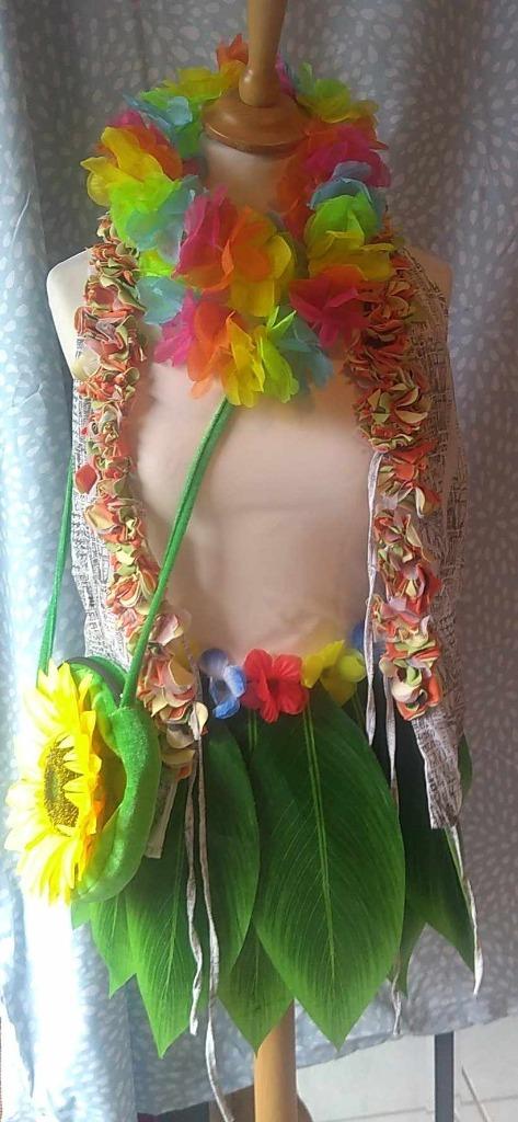 hawai rok bladeren met bloemenkransen en bloemendebardeur, Kleding | Dames, Ophalen of Verzenden
