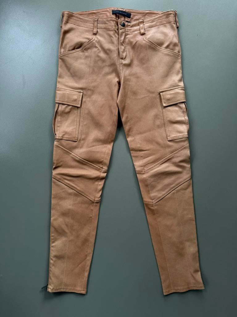 Prachtige camelkleurige lamslederen broek Luc Duchene, Envoi, Comme neuf, Taille 38/40 (M)