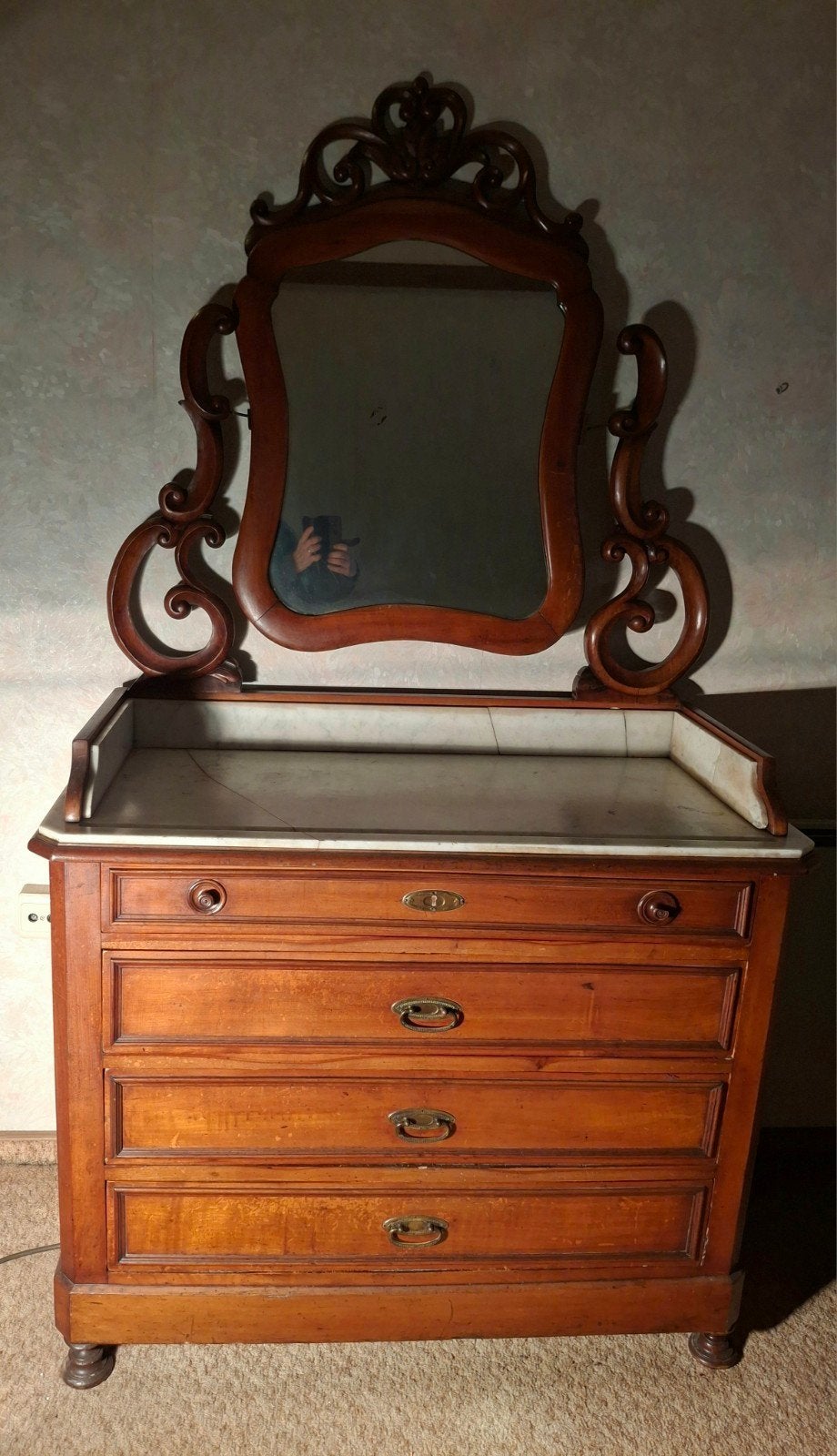 Commode Louis-Philippe ancienne et miroir inclinable, Antiquités & Art, Enlèvement