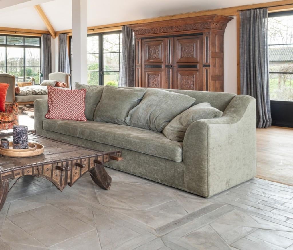 Groene sofa, Ophalen, 100 tot 125 cm, Klassiek, Zo goed als nieuw