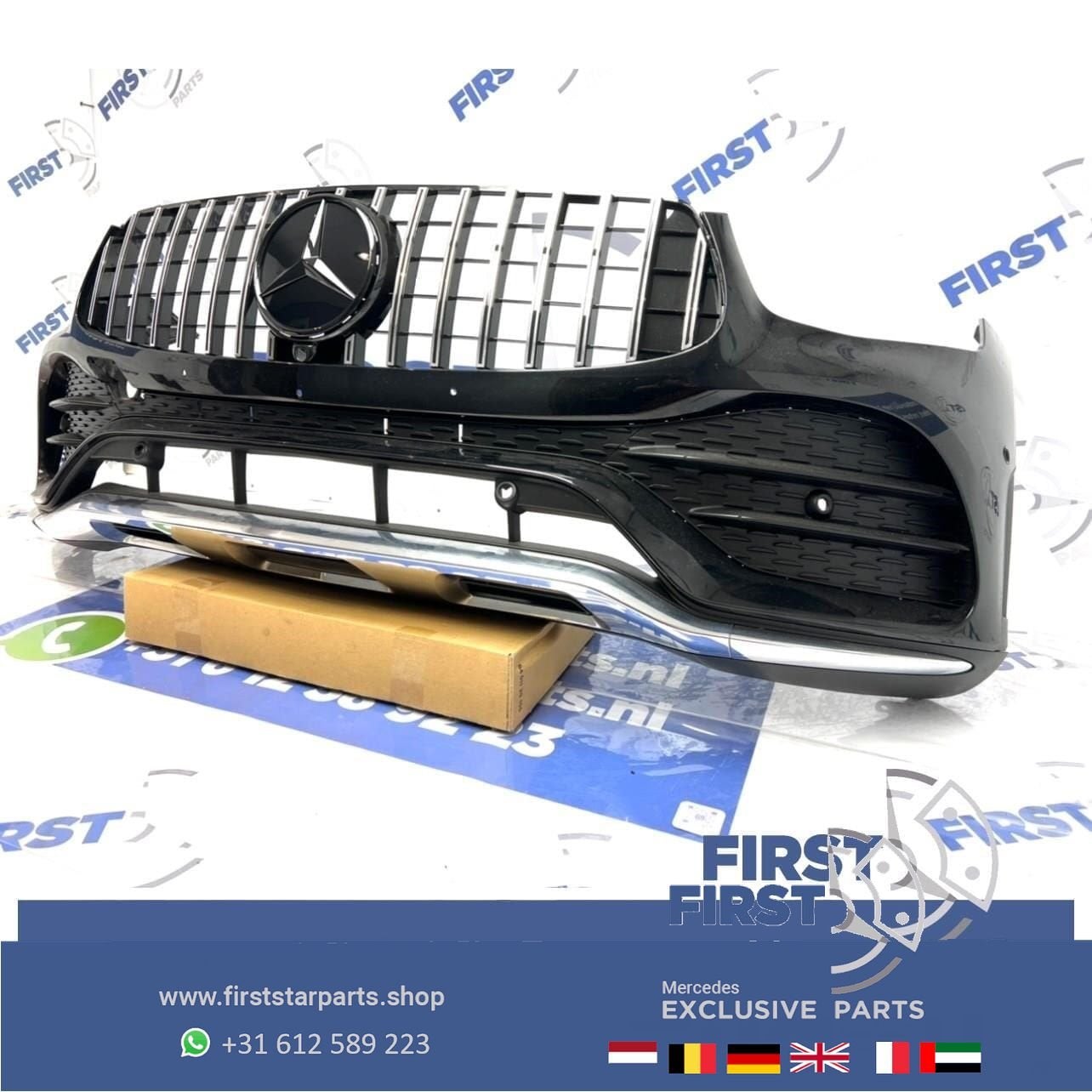 W253 GLC AMG FACELIFT VOORBUMPER Mercedes 2018-2022 ZWART PD, Utilisé, -, Avant, -