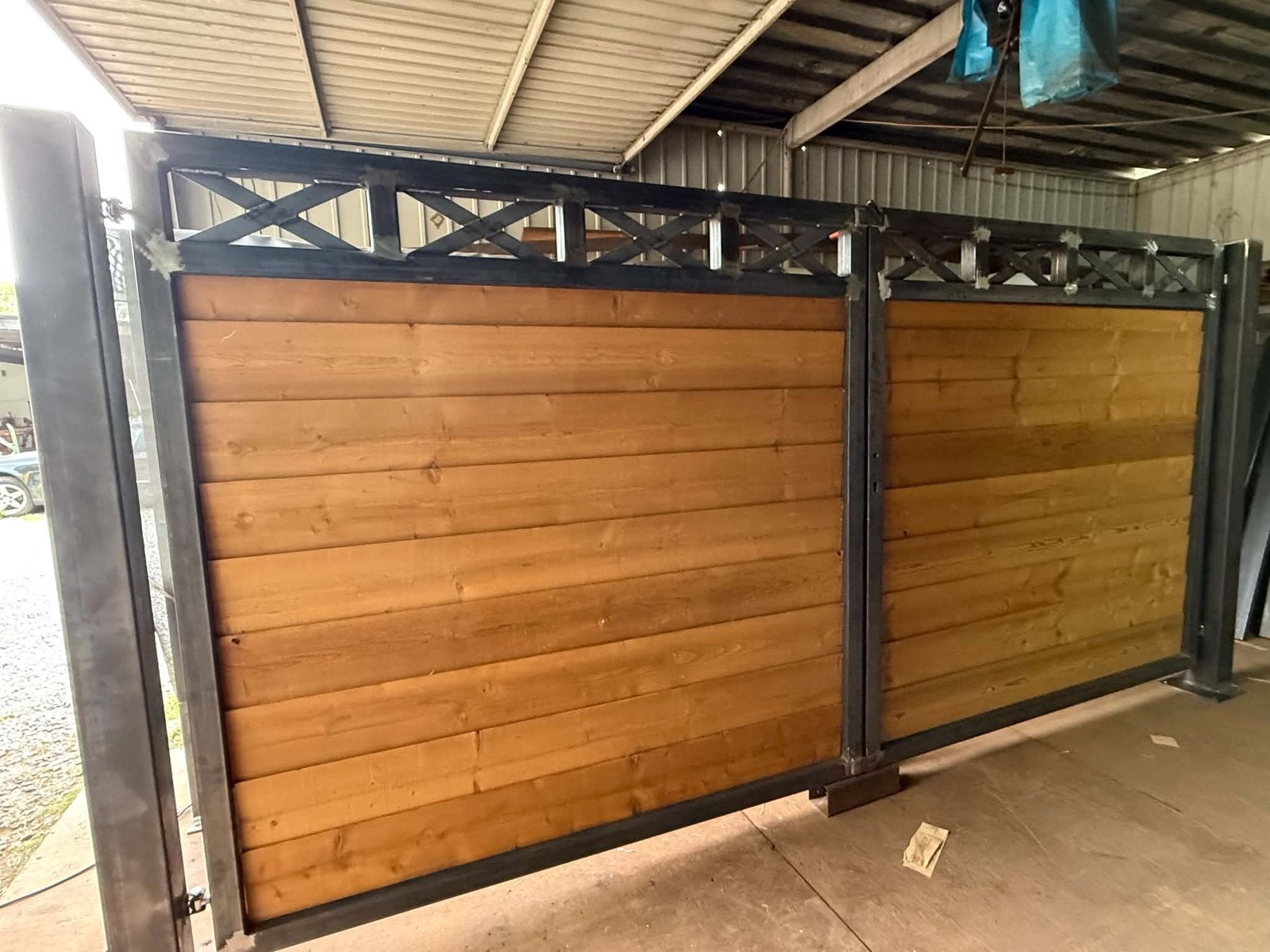 Nieuwe poort staal met hout, Tuin en Terras, Ophalen, Nieuw, Hout