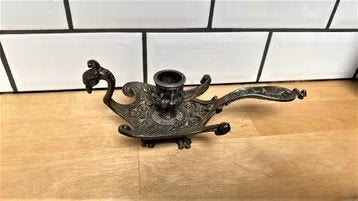 Magnifique ancien bougeoir en cuivre en forme de serpent, Antiquités & Art, Enlèvement ou Envoi