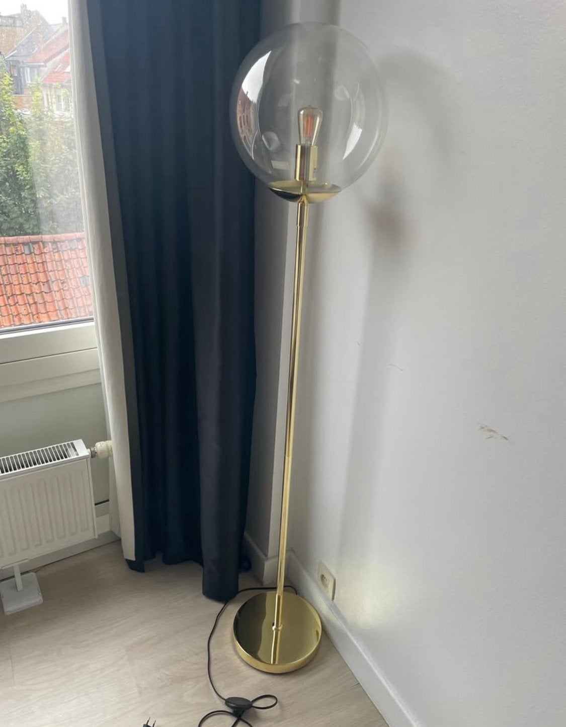Maison du Monde Floor Lamp - Brass / Gold with Clear Glass, Ophalen of Verzenden, Zo goed als nieuw
