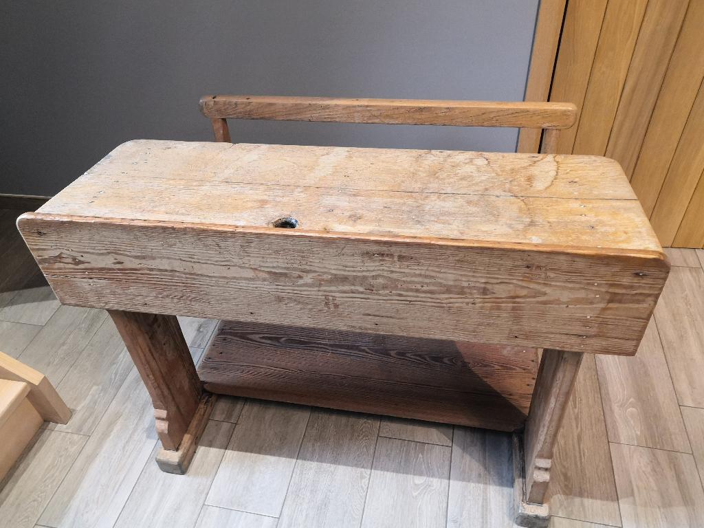 Banc scolaire vintage en bois, Enlèvement